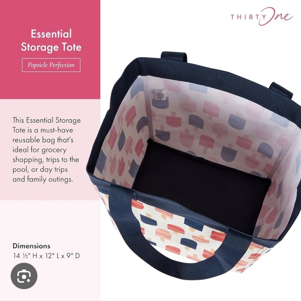 NEW Thirty-one Essential Storage Tote, shark party - Picture 2 of 2